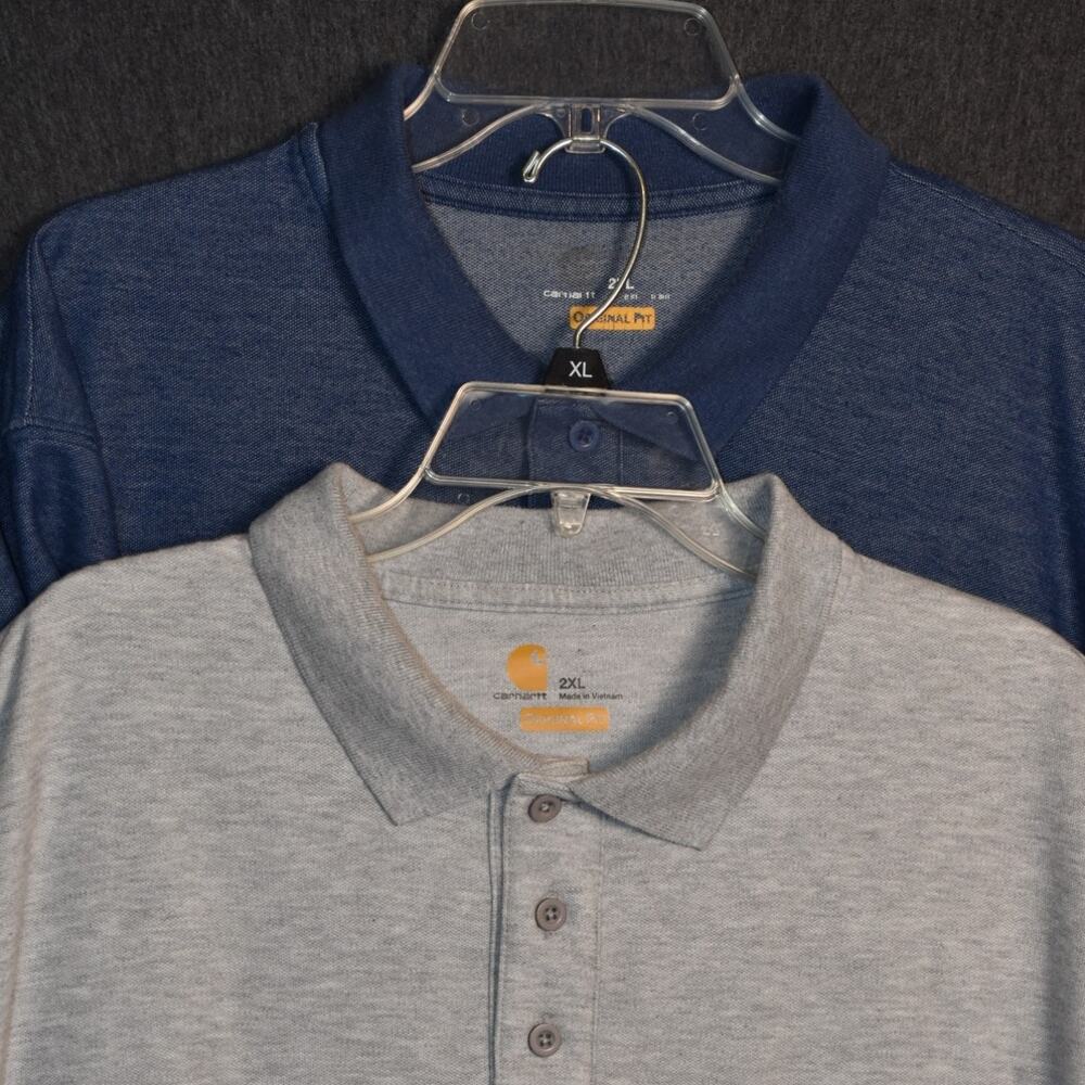 Lot of 2 Carhartt Men's 2XL XXL Relaxed Fit Short Sleeve Pocket Polo Shirts